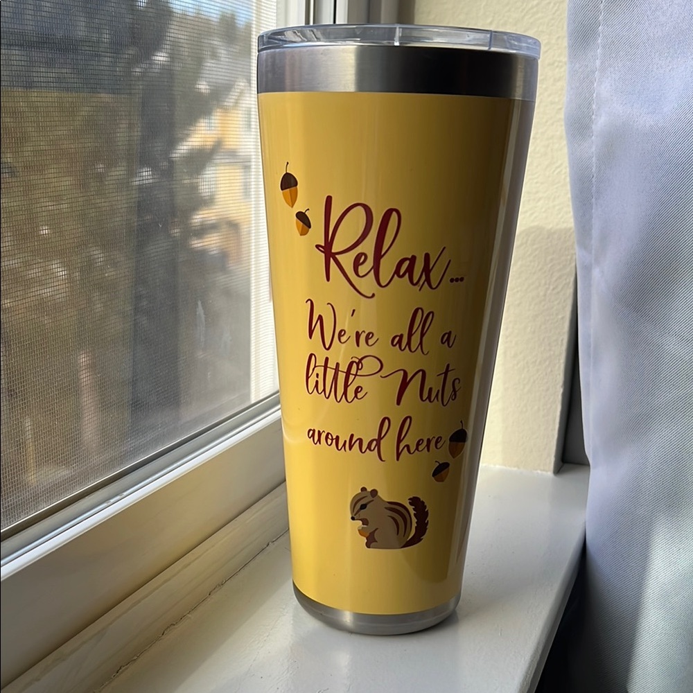 Yellow Tumbler with Squirrel Design